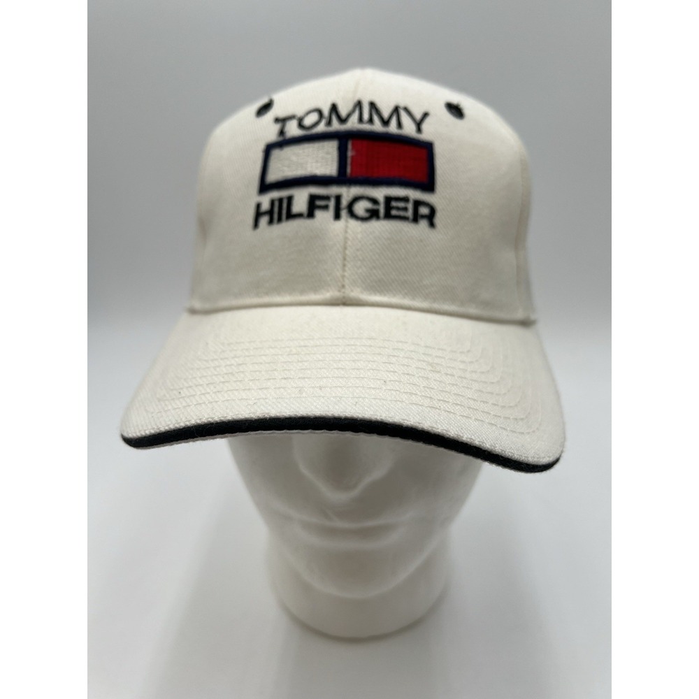 White Strapback Hat Cap Spellout Logo Tommy OSFA
